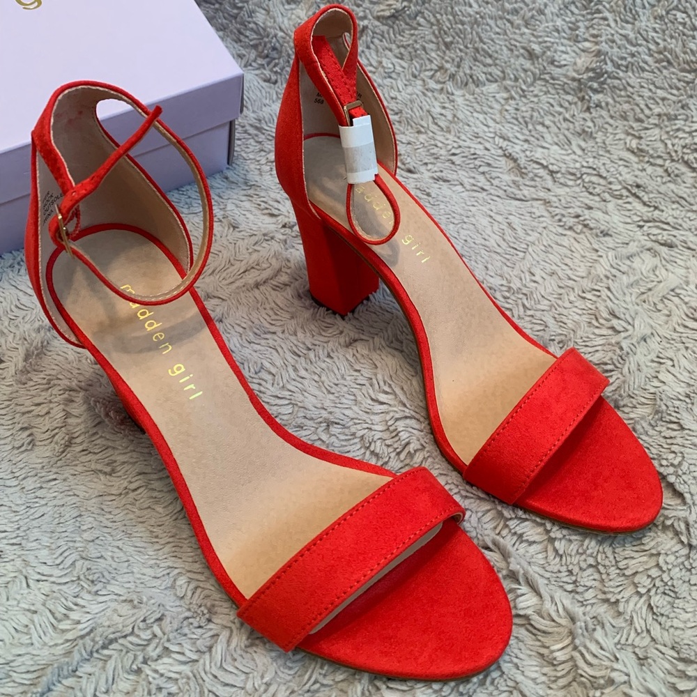 Madden Girl Bella Red Block heels size 7.5 NWT